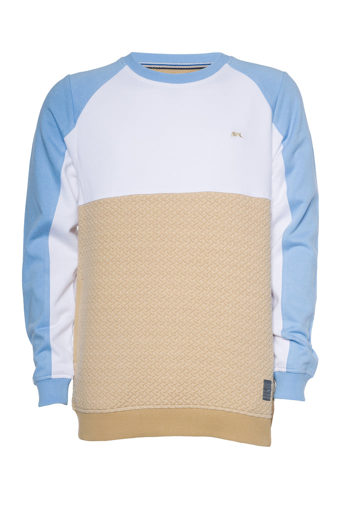 Jesiah | Quilted Jacquard Color Block Crew