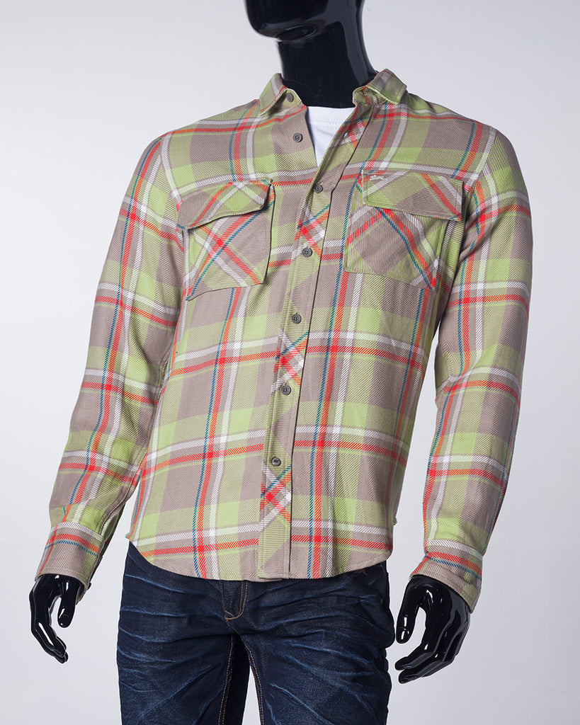 D'Angelo | Men's Long Sleeve Bakers Weave Plaid Shirt
