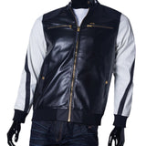 Jonas | Men's Full Zip Faux Leather Perforated Jacket