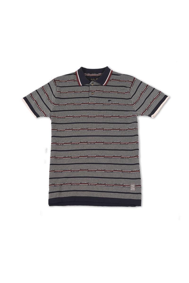 Shelton | Short Sleeve Jacquard Stripe Sweater Knit