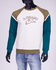 A. Tiziano Jacques | Men's Long Sleeve Color Blocked Crew Neck Pullover, Caviar / 6X