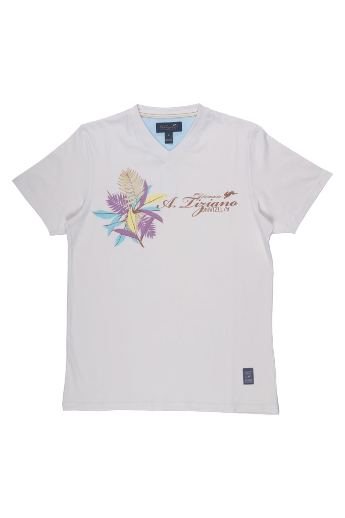 Emmett | Men's Graphic Print Vee Neck Tee