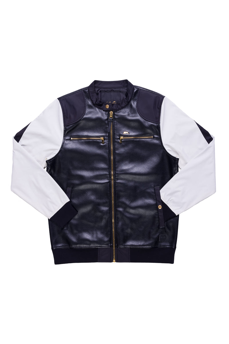 Jonas | Men's Full Zip Faux Leather Perforated Jacket