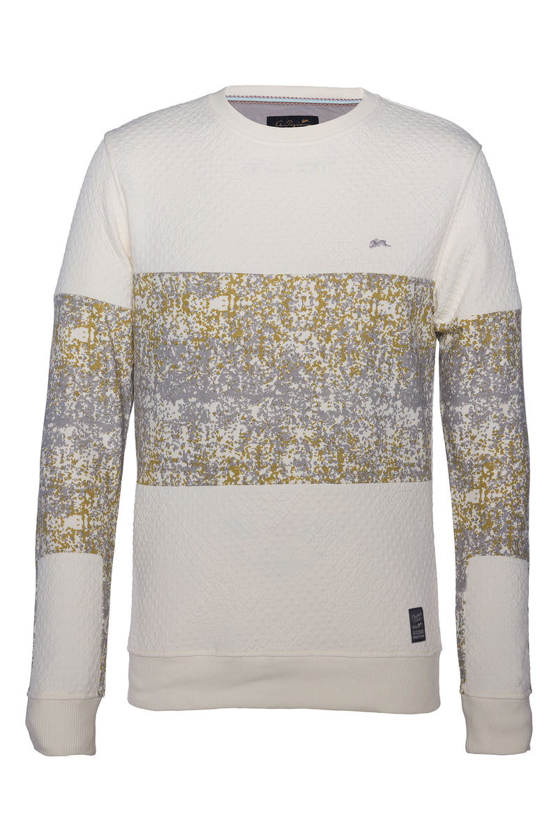 A. Tiziano Jacques | Men's Long Sleeve Color Blocked Crew Neck Pullover, Caviar / 6X