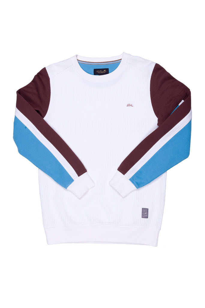 A. Tiziano Jacques | Men's Long Sleeve Color Blocked Crew Neck Pullover, Caviar / 6X